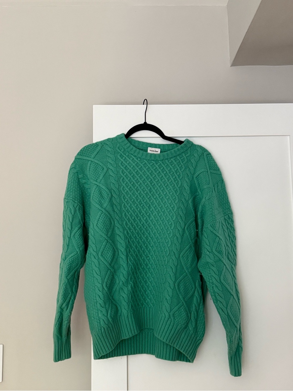 Aritzia Green Cable Knit Crewneck Sweater